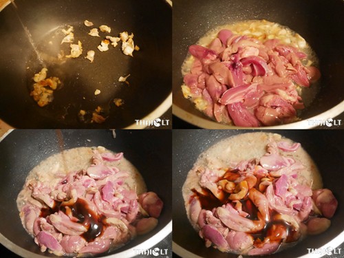 Pork Intestine Stir-Fry with Flowering Garlic Chives 
