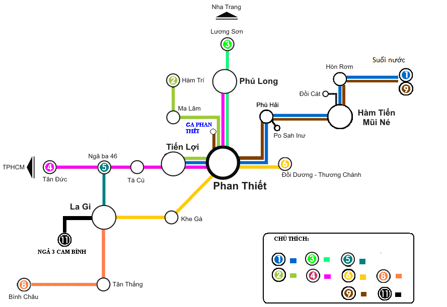 Binh Thuan / Phan Thiet bus route map